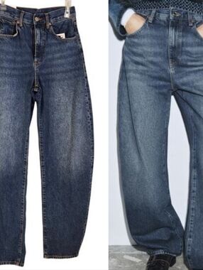 ZARA NWT The ZW High Rise Balloon Jeans, Size 0